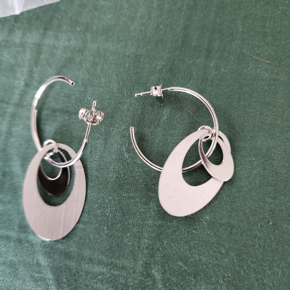 Silver Hoop Earrings with Timeless Elegance NWT